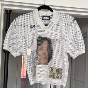 White Mesh Jersey Top - Women's